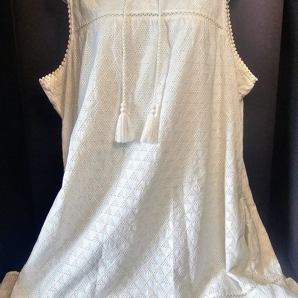 TOMMY BAHAMA EYELET MAXI SLEEVELESS DRESS SZ XL WHITE